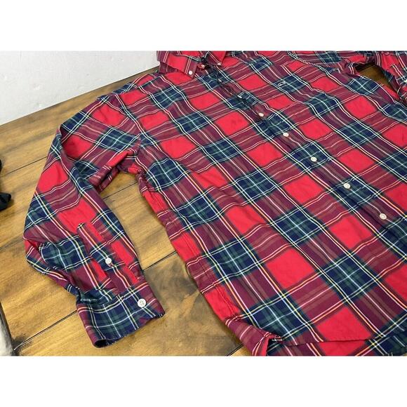 Vineyard Vines Mens XL Red Plaid Classic Fit Tucker Collar Button Up Shirt - Picture 3 of 9